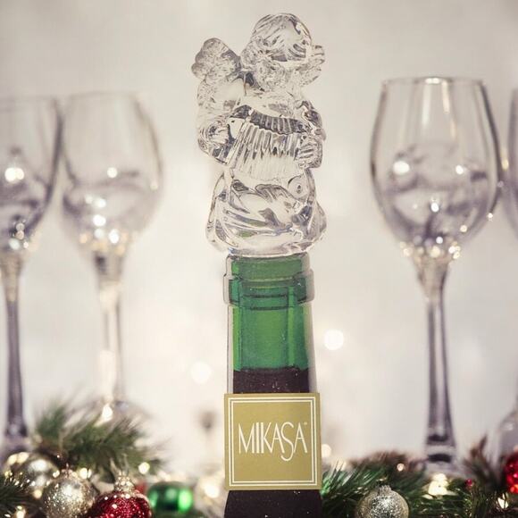 Mikasa Cherub Angel Lead Crystal Wine Bottle Stopper Playing an Accordion NIB - Picture 6 of 6